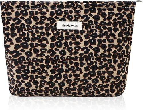 Vista 11 de Wudygirl Bolsa de maquillaje de lona para mujer, organizador estético de maquillaje, bolsa de maquillaje de viaje, bolsa de aseo para bolso, bolsa