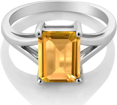 Vista 72 de Gem Stone King Anillo de compromiso solitario con diseño clásico de vástago dividido para mujer, plata de ley 925, piedra natal de piedra preciosa