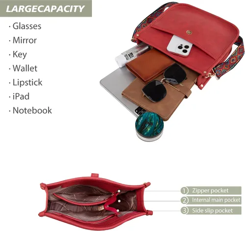 Vista 7 de Montana West Bolsos cruzados para mujer, diseño de moda, con correa ajustable para guitarra