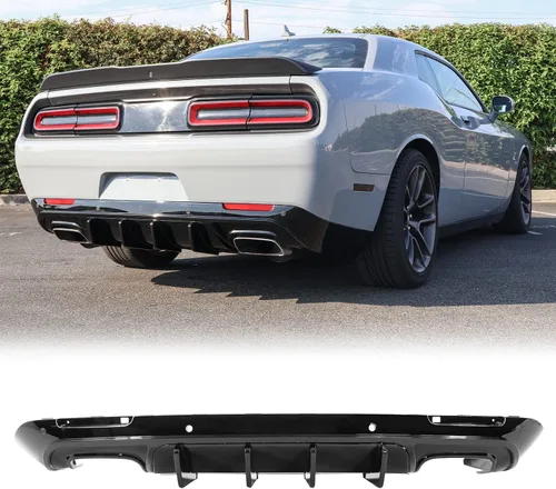 Vista 22 de FREEMOTOR802 Difusor Trasero Compatible con Dodge Challenger 2015-2023, Impresión de Fibra de Carbono PP Moldura de Parachoques Trasero Labio