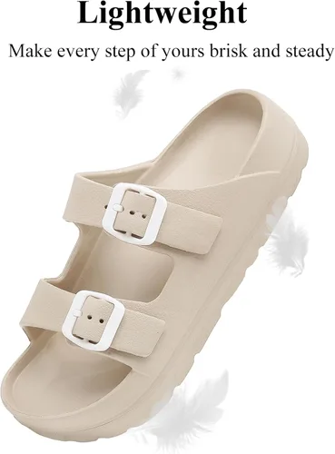 Vista 5 de Sandalias de plataforma para mujer con soporte de arco, hebilla ajustable, sandalias de playa para mujer, cómodas, ligeras, ultraacolchadas