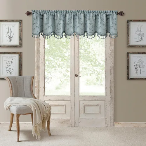 Vista 65 de Elrene Home Fashions Cenefa Opaca Jacquard Scroll Mia, 52" x 19" (1 Cenefa), Dorado
