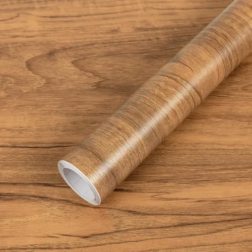Vista 11 de Papel de contacto de grano de madera, autoadhesivo, color marrón claro 15.7’’ x 78.7’’Waterproof Vinyl Wrap for CabinetKitchen Countertop - Wall