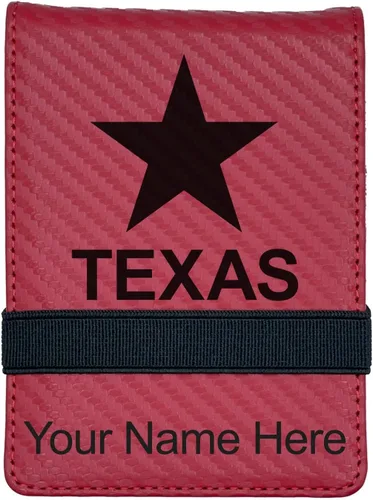 Vista 7 de LaserGram Mini bloc de notas, bandera de Texas, grabado personalizado incluido (negro con oro)