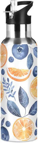 Vista 23 de ALAZA Botella de agua con diseño de flor de almendra con tapa de pajilla, botella térmica de acero inoxidable aislada al vacío, botella de agua
