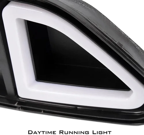 Vista 3 de G-PLUS Parachoques delantero de malla superior del capó parrilla con luces LED DRL de ventilación compatibles con Ford Mustang 2015-2017
