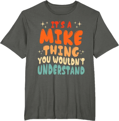 Vista 7 de Camiseta retro de los años 80 con texto en inglés "It's A Mike Thing You Wouldn't Understand", Negro