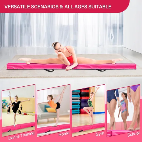 Vista 6 de Viga de equilibrio plegable de 6 pies/9 pies, viga de gimnasia extra firme con espuma antideslizante en la parte inferior, equipo para entrenamiento