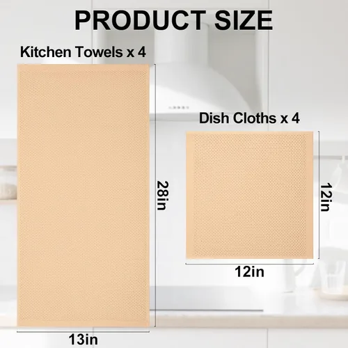 Vista 4 de Homaxy Juego de toallas y paños de cocina 100% algodón, 30 x 30 centímetros y 33 x 71 centímetros, juego de 8 toallas de cocina ultra suaves