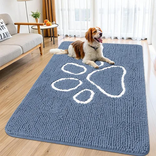 Vista 190 de Smiry Tapete para puerta de perro para patas fangosas, absorbente y Gris y negro