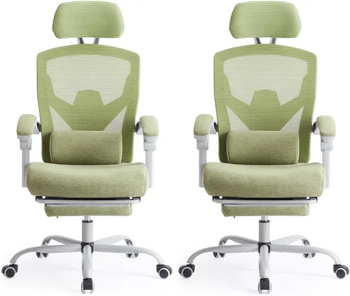Vista 8 de Sweetcrispy Silla de escritorio para computadora de oficina, ergonómica, con respaldo alto, de malla, giratorias, con ruedas, cómodo soporte lumbar