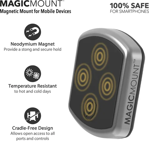 Vista 2 de Scosche MagicMount Pro Soporte magnético para teléfono para automóvil con cargador USB-C de 20 W + 12 W USB-A, enchufe para encendedor