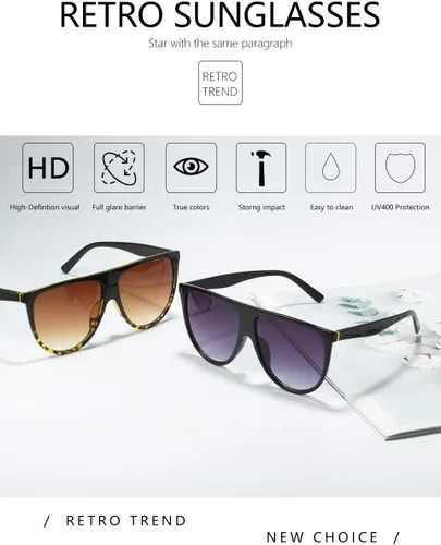 Vista 6 de Dollger Gafas de sol de gran tamaño para mujeres y hombres, diseño de moda retro, gafas de sol con marco
