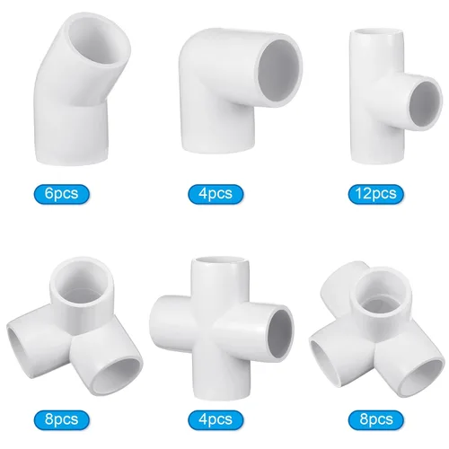 Vista 3 de Xuniea Juego de 42 accesorios de tubería de PVC de 1 pulgada, juego de codo de conexión de tienda de campaña, accesorios de codo de PVC de alta