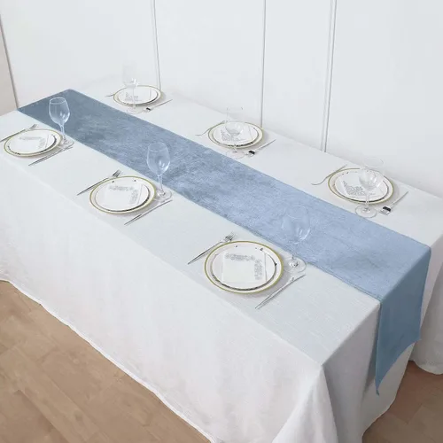 Vista 11 de Efavormart - Camino de mesa de terciopelo negro de alta calidad de 12 x 107 pulgadas para decoración de bodas y fiestas