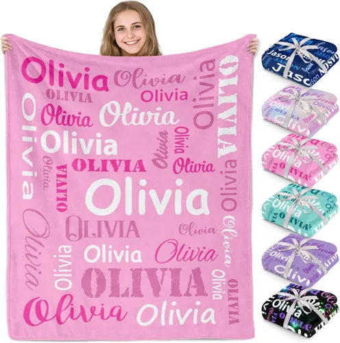 Vista 11 de Gudina Mantas y mantas personalizadas con nombre personalizado con nombre, manta de franela personalizada, regalos para niños, niñas, niños y bebés