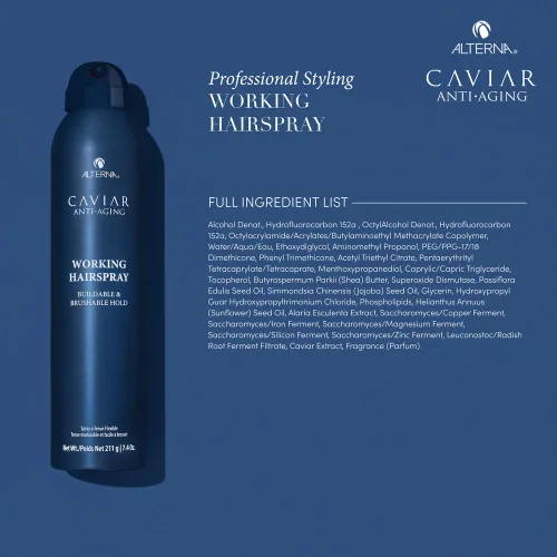 Vista 8 de Alterna CAVIAR Anti-Aging Working Hairspray Buildable, Brushable Hold Helps Control Frizz & Adds Shine Sulfate Free