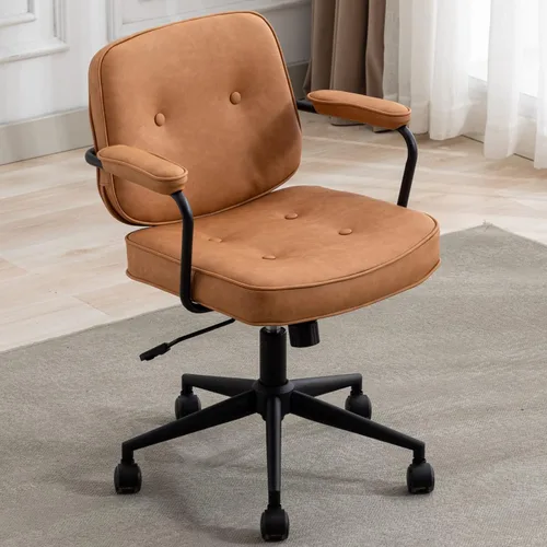 Vista 7 de Ya-Home Silla de escritorio giratoria moderna con reposabrazos, cómoda silla de computadora de altura ajustable con ruedas, silla de escritorio