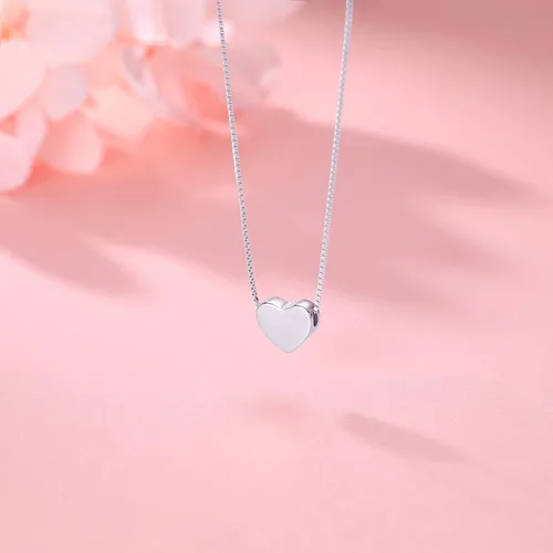 Vista 4 de SLUYNZ Collar con dije de corazón de plata de ley 925 para mujeres adolescentes simple y dulce corazón No es una piedra preciosa