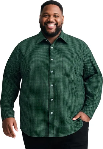 Vista 16 de Camisas grandes y altas para hombres, camisas de vestir casuales de manga larga con botones y bolsillo para negocios, viajes, uso diario