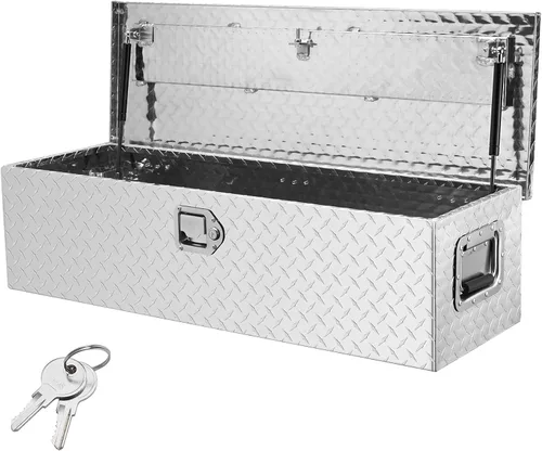 Vista 11 de VEVOR Caja de Herramientas de Aluminio Resistente para Cama de Camión, Caja de Herramientas con Placa Estriada con Mango Lateral y Llaves
