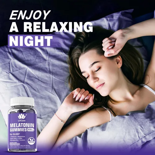 Vista 3 de Gomitas de melatonina de 10 mg 20 mg para adultos sin azúcar, extra fuerte con L-teanina, Ashwagandha, magnesio, cúrcuma, GABA, bálsamo de limón