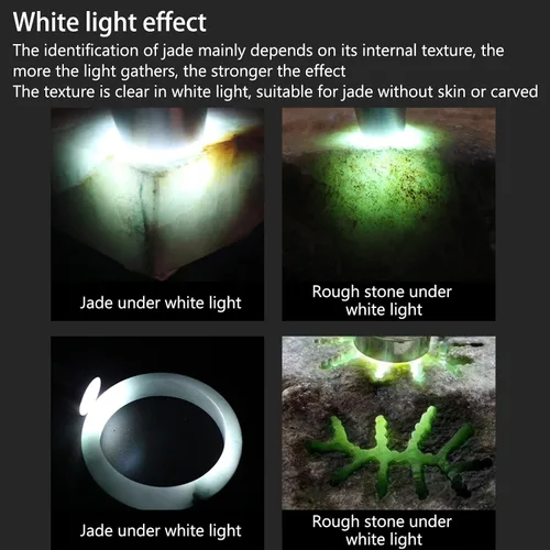 Vista 4 de Lámpara detector de luz de evaluación de jade, linterna de identificación de joyas y 2 modos de luz, portátil recargable por USB, linterna experta