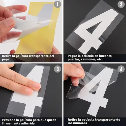 Vista 6 de Número de buzón reflectante para exterior, 4 juegos de 2 pulgadas de vinilo impermeable, pegatinas blancas para números de buzón, números