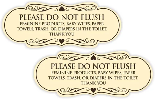 Vista 27 de Signs ByLITA Designer Please Do Not Flush Etiqutte Letrero (negro) - Pequeño 1 paquete