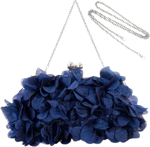 Vista 11 de Elegante bolso de noche para mujer, pequeño bolso de mano floral con cadena desmontable para bodas, fiestas, bailes de graduación