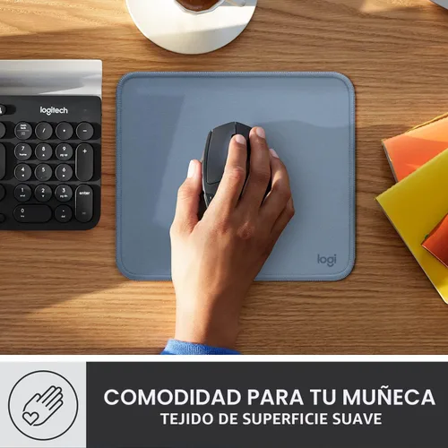 Vista 6 de Logitech Studio Series - Alfombrilla de ratón para computadora, color azul y gris Base de goma antideslizante, superficie de fácil deslizamiento