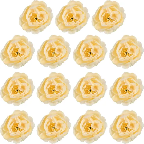 Vista 14 de PATIKIL Cabeza de flores artificiales, 15 cabezas de flores falsas, cabezas de peonía de seda a granel, flores de simulación para ramos de flores