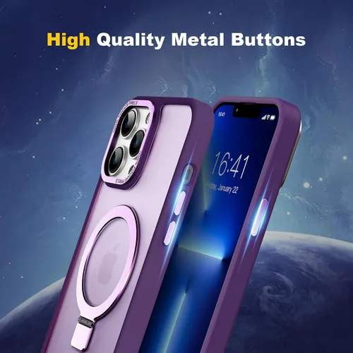 Vista 7 de IKARY Funda para iPhone 12 Pro Max con soporte magnético oculto, compatible con Magsafe y protección contra caídas de grado militar, a prueba