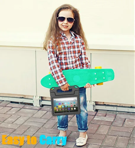 Vista 6 de DJ&RPPQ Funda resistente a prueba de golpes para niños, resistente (incompatible con Sony Nokia de 8 pulgadas) con soporte para niños, color negro