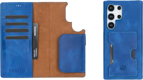 Vista 140 de Venito Florence - Funda de piel compatible con Samsung Galaxy S9, extra segura con bloqueo RFID, cartera desmontable para teléfono (gris decolorado)