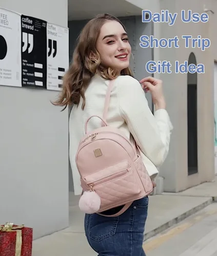 Vista 24 de Mini mochila de moda para niñas, bolso pequeño lindo de cuero a cuadros para mujer, mochilas pequeñas, Negro -, Mini mochila de moda para niñas