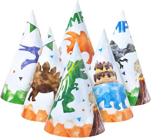Vista 15 de WERNNSAI 12 Pcs Birthday Party Hats Assorted Themes Cone Paper Headbands Multiple Styles, Easy to Assemble with Elastic Strings, Kids Birthday