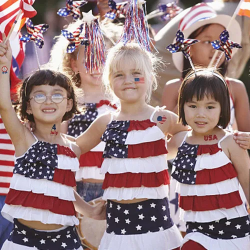 Vista 6 de Hying 10 tatuajes patrióticos del 4 de julio temporales para niños y adultos, bandera estadounidense, patrióticos temporales para decoración del 4