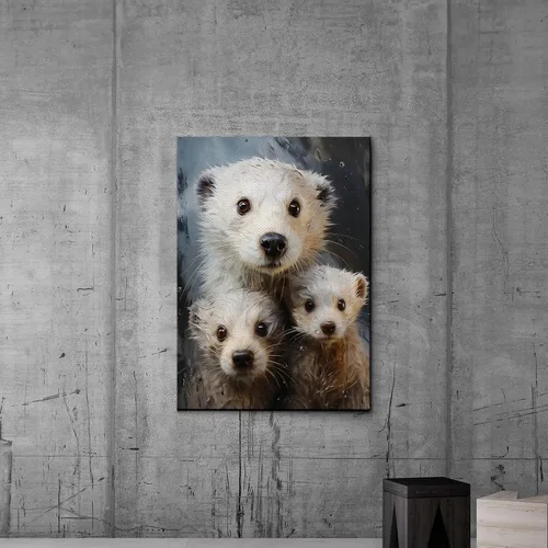 Vista 7 de Fox Mother Cub Print, In The Style Of Stencil,Based, Ivory, Kids Wall Art, Kids Wall Art Display, Mom And Baby Animal Art Print, Canvas, Art Decor
