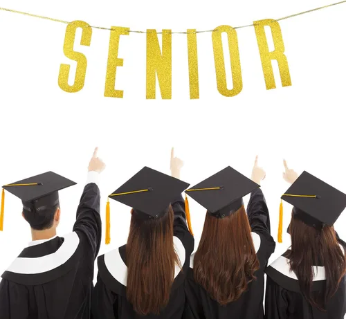 Vista 9 de Cartel dorado con purpurina para graduación de felicitaciones, decoración de banderines para fiesta de graduación de secundaria