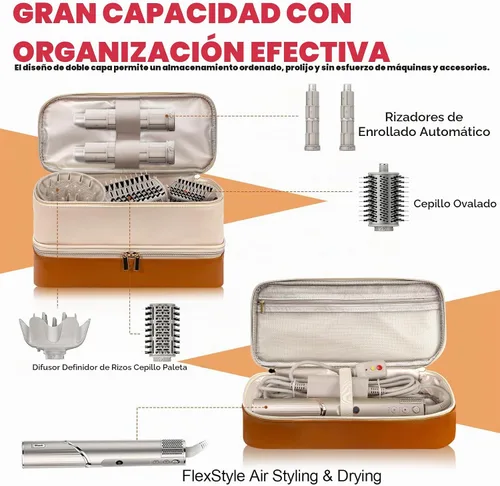 Vista 3 de Estuche de transporte de viaje para secador de pelo Shark Flexstyle FlexFusion Airwrap Brush Bolsa de almacenamiento de doble capa Accesorios