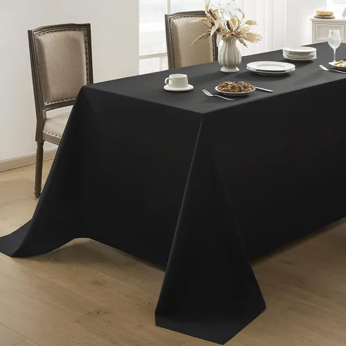 Vista 33 de Mantel Cuadrado 52 x 52 Pulgadas Manteles Negros Resistente a Manchas y Arrugas Lavable de Poliéster para Fiestas, Buffets y Bodas Mantel