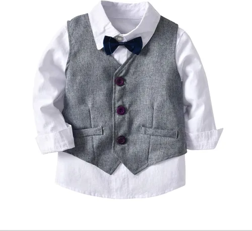 Vista 3 de Enterizo formal para bebé niño con esmoquin a cuadros para caballero