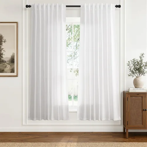 Vista 52 de Hokibero Cortinas de lino natural de 96 pulgadas de largo para sala