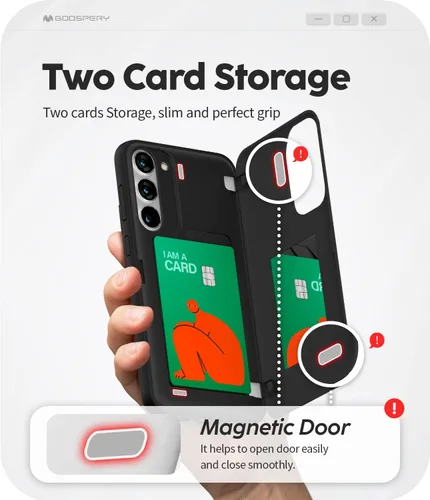 Vista 3 de GOOSPERY Funda magnética para puerta compatible con Galaxy S23 Plus, con tarjetero tipo billetera, cierre automático por imán, funda protectora