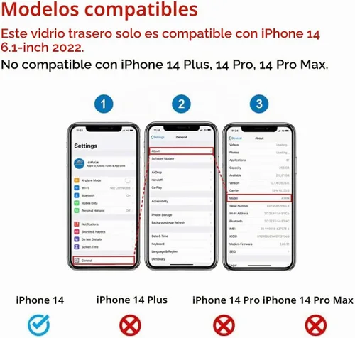Vista 2 de Reemplazo de vidrio trasero OEM para iPhone 14 6.1 pulgadas con kit de herramientas de reparación (azul)