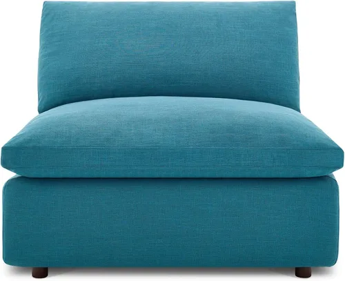 Vista 7 de Modway Commix - Sofá seccional tapizado con relleno de plumón, silla sin brazos en color azul Tela Azure