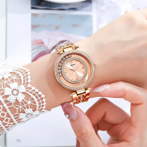 Vista 3 de SKMEI Lady Watches for Women Female Bling Dress Fashion Luxury Diamond Business Casual Analog Quartz Waterproof Stainless Steel Wristwatches Gifts