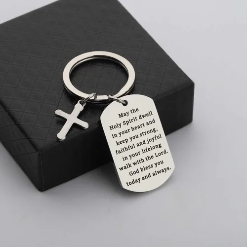 Vista 4 de Gzrlyf - Llaveros religiosos cristianos para perro etiquetas de primera comunión regalos de confirmación