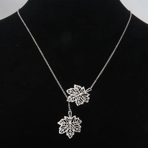 Vista 4 de Doble Hojas de arce canadiense y Lariat collar para las mujeres las niñas
